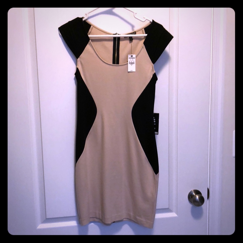 Express black and nude fitted dress!